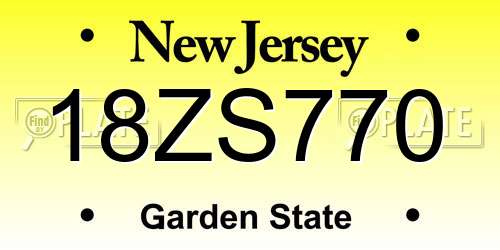 18ZS770 New Jersey License Plate