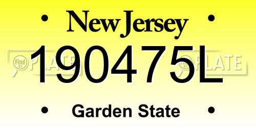 190475L New Jersey License Plate