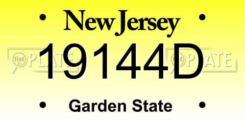 19144D New Jersey License Plate