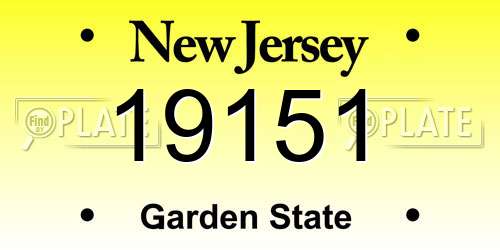 19151 New Jersey License Plate
