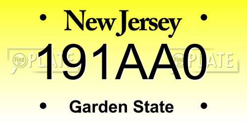 191AA0 New Jersey License Plate