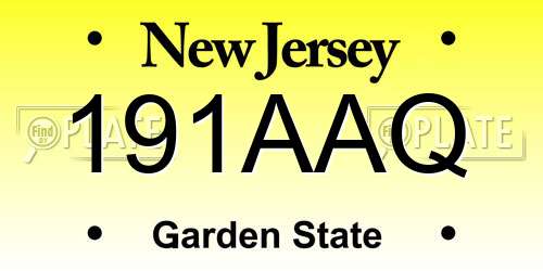 191AAQ New Jersey License Plate