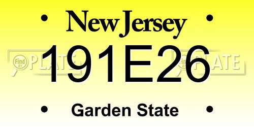 191E26 New Jersey License Plate