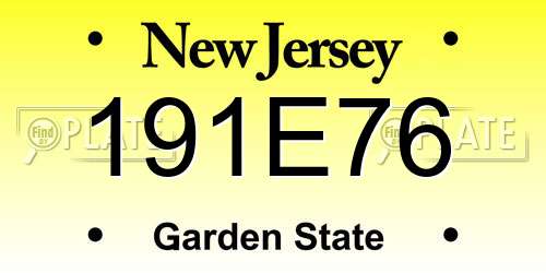 191E76 New Jersey License Plate