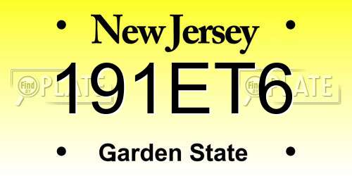 191ET6 New Jersey License Plate