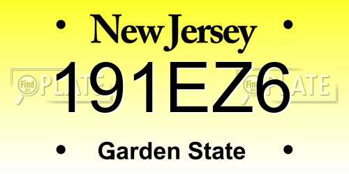 191EZ6 New Jersey License Plate