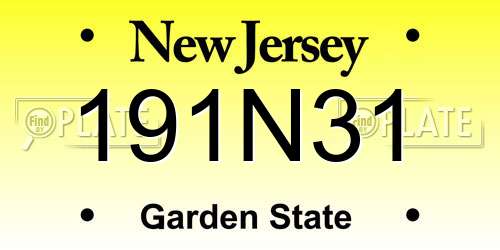 191N31 New Jersey License Plate