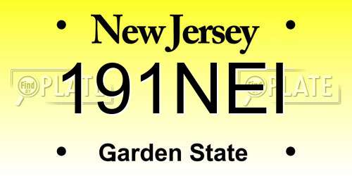 191NEI New Jersey License Plate