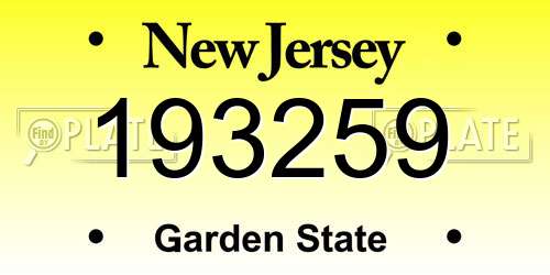 193259 New Jersey License Plate