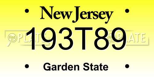 193T89 New Jersey License Plate