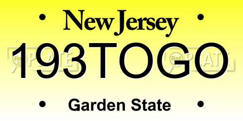 193TOGO New Jersey License Plate