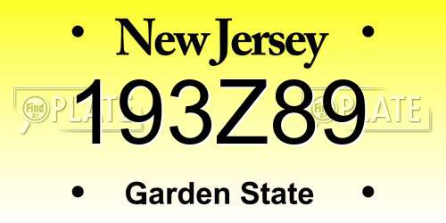 193Z89 New Jersey License Plate