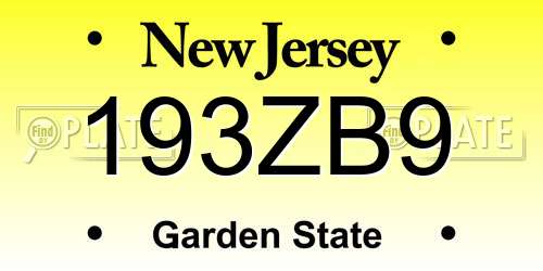 193ZB9 New Jersey License Plate