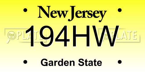 194HW New Jersey License Plate