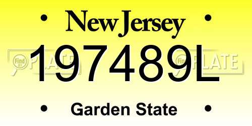 197489L New Jersey License Plate