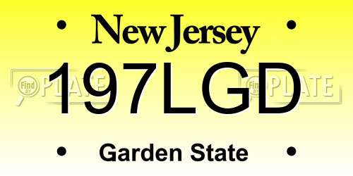 197LGD New Jersey License Plate
