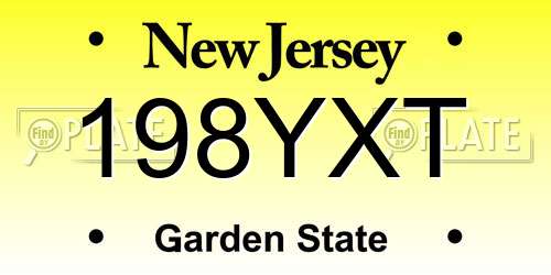 198YXT New Jersey License Plate