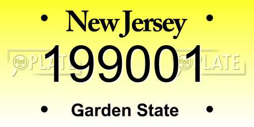 199001 New Jersey License Plate