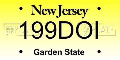 199DOI New Jersey License Plate