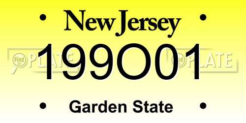 199O01 New Jersey License Plate