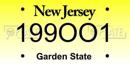 199OO1 New Jersey License Plate