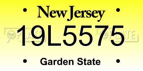 19L5575 New Jersey License Plate