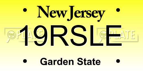 19RSLE New Jersey License Plate