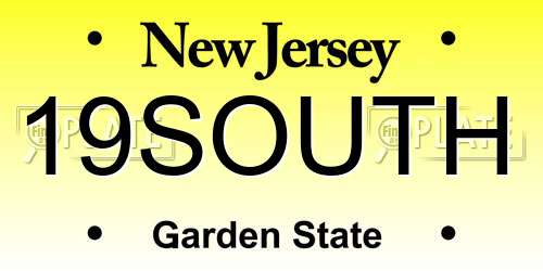 19SOUTH New Jersey License Plate