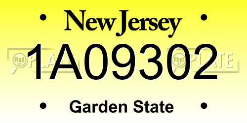 1A09302 New Jersey License Plate