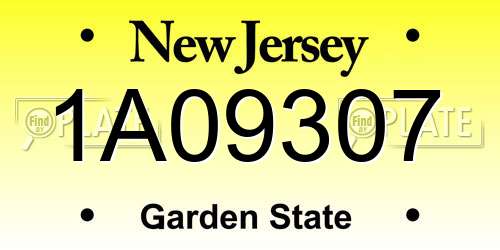 1A09307 New Jersey License Plate