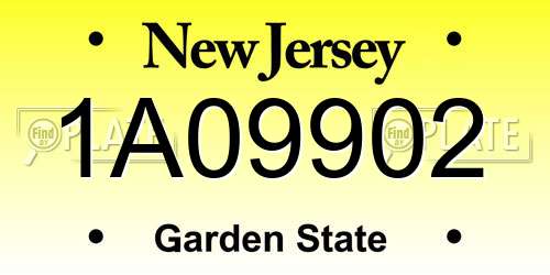 1A09902 New Jersey License Plate
