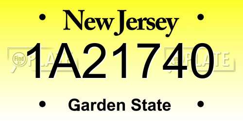 1A21740 New Jersey License Plate