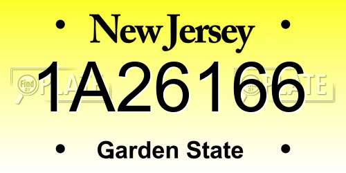 1A26166 New Jersey License Plate