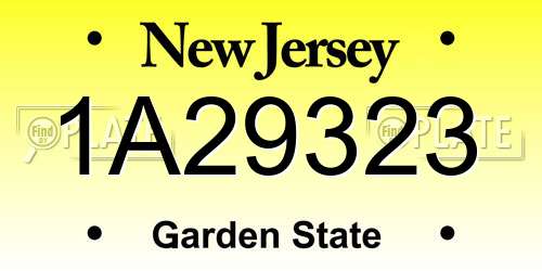 1A29323 New Jersey License Plate