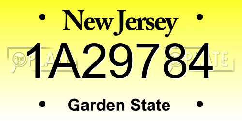 1A29784 New Jersey License Plate