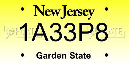 1A33P8 New Jersey License Plate