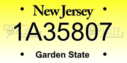 1A35807 New Jersey License Plate