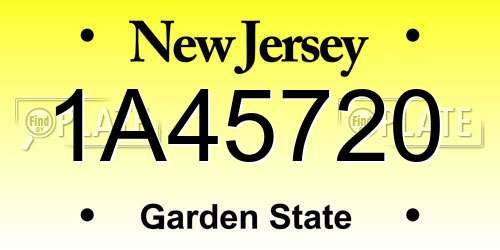 1A45720 New Jersey License Plate