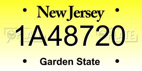 1A48720 New Jersey License Plate