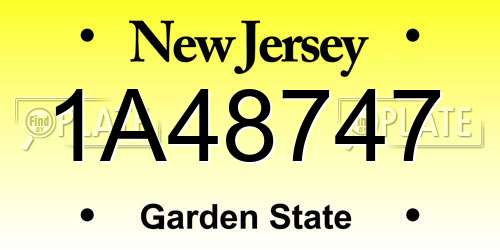 1A48747 New Jersey License Plate