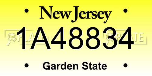 1A48834 New Jersey License Plate