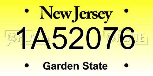 1A52076 New Jersey License Plate