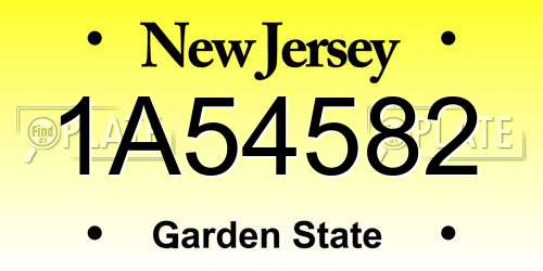 1A54582 New Jersey License Plate