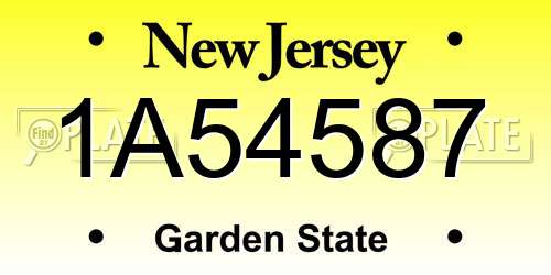 1A54587 New Jersey License Plate