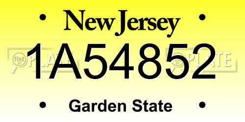 1A54852 New Jersey License Plate
