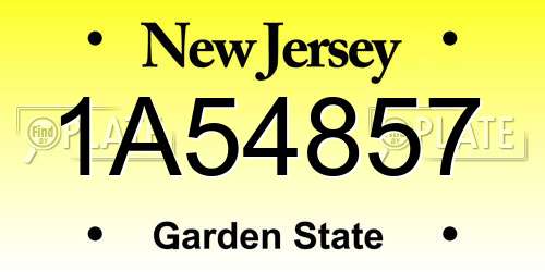 1A54857 New Jersey License Plate