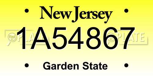 1A54867 New Jersey License Plate