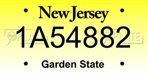 1A54882 New Jersey License Plate
