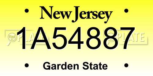 1A54887 New Jersey License Plate
