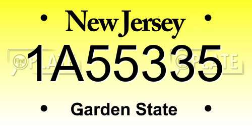 1A55335 New Jersey License Plate